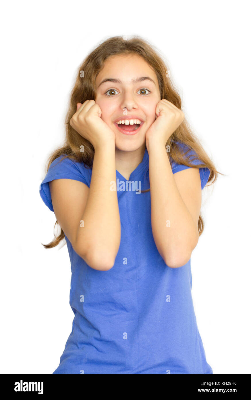 Sehr schöne jugendlicher Mädchen lacht isoliert Stockfoto