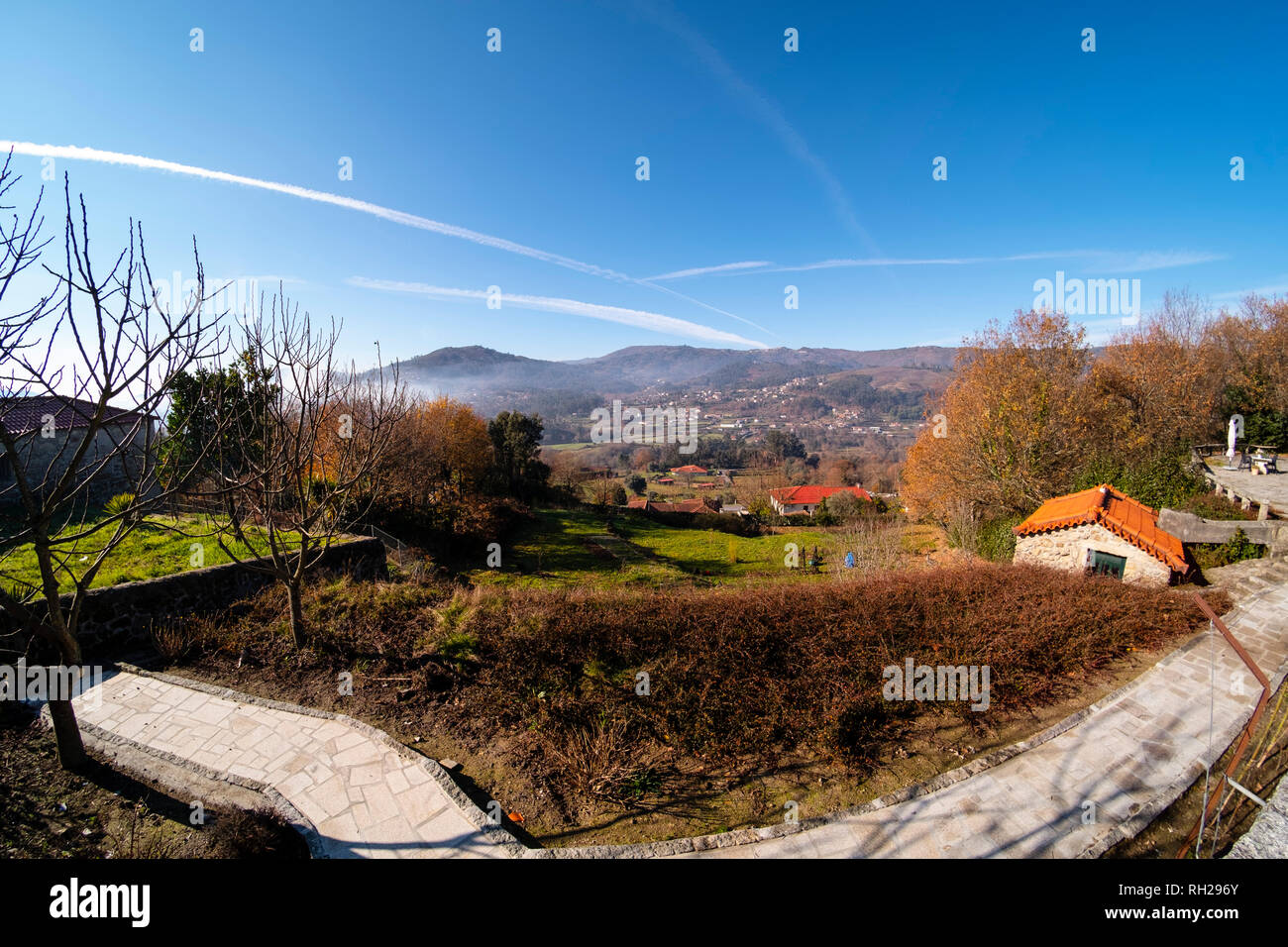 Panoramaaussicht, Dorf Arcos de Valdevez. Viana do Castelo, Region Alto Minho. Nördlichen Portugal, Europa Stockfoto
