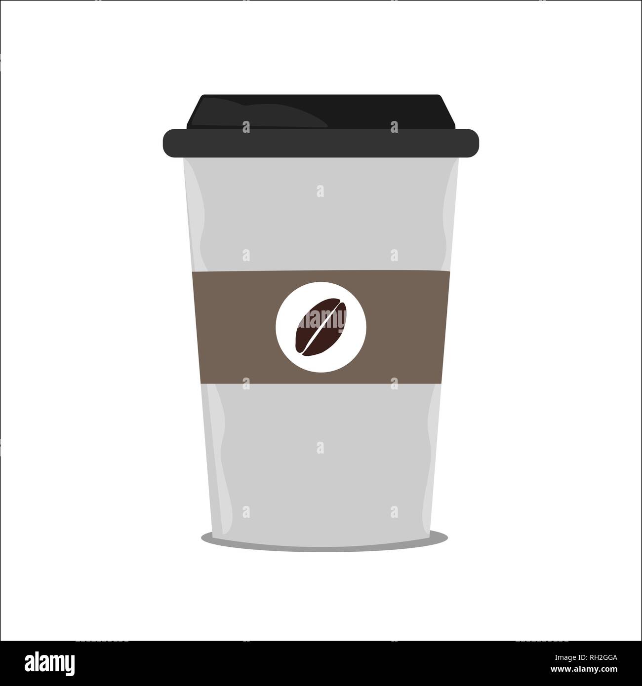 Verfügbare Kaffeetassensymbol. Einweg Kaffeebecher mit Kaffeebohnen Logo. Stock Vektor