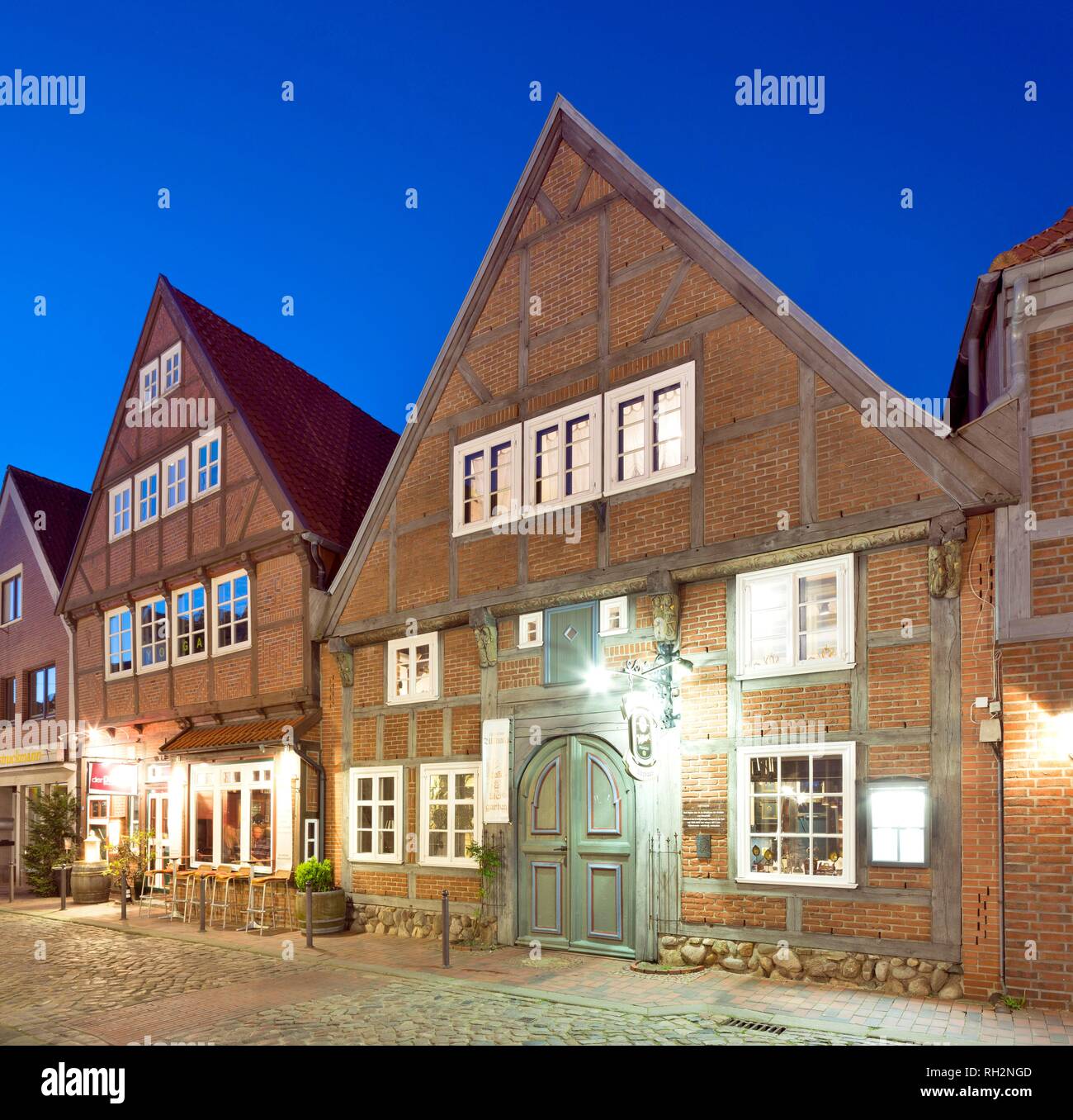 Historischen Bürgerhäusern, Abtstraße, Altstadt, Buxtehude, Niedersachsen, Deutschland Stockfoto
