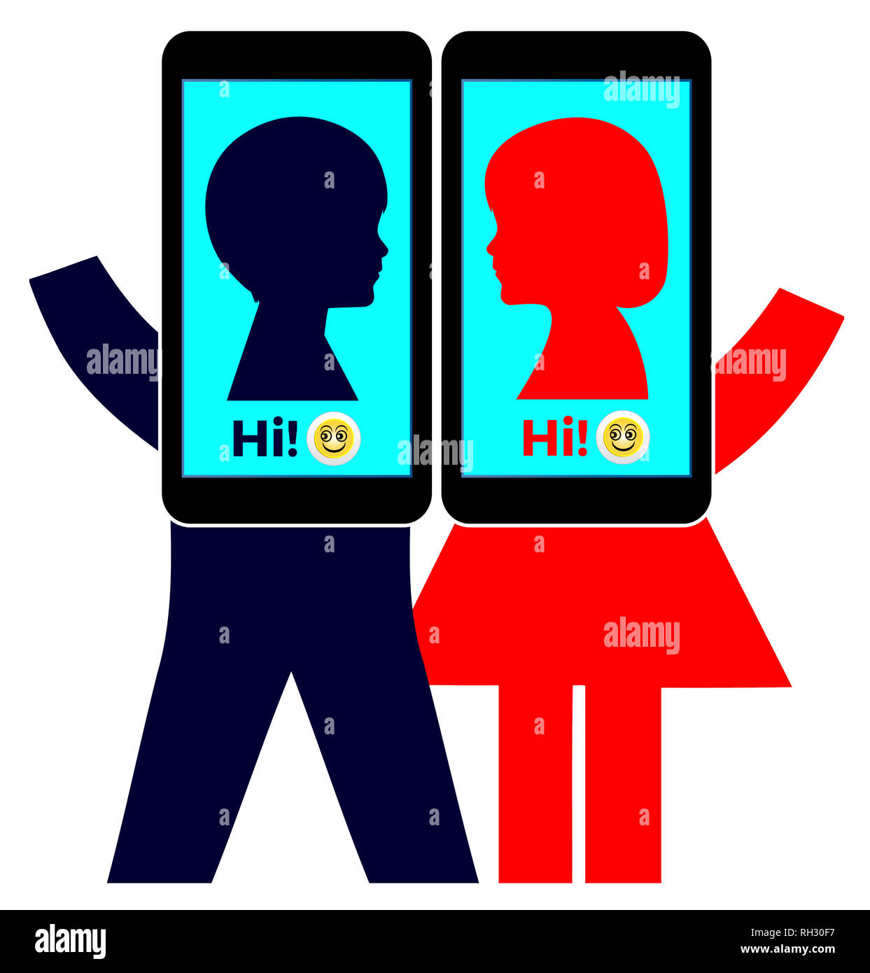 Kinder der generation y sind der Austausch von Nachrichten über Handys Stockfoto