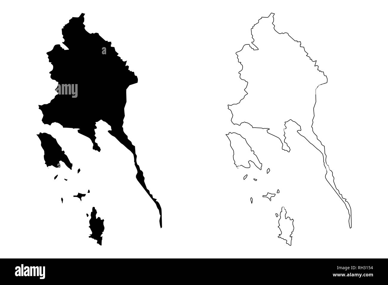 Trat Provinz (Königreich Thailand, Siam, Provinzen von Thailand) Karte Vektor-illustration, kritzeln Skizze trat Karte Stock Vektor