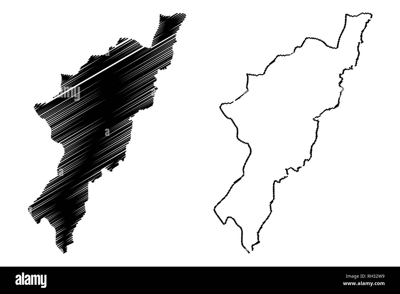 Adamawa (Unterteilungen von Nigeria, Föderierten Staaten von Nigeria) Karte Vektor-illustration, kritzeln Skizze Adamawa Karte Stock Vektor