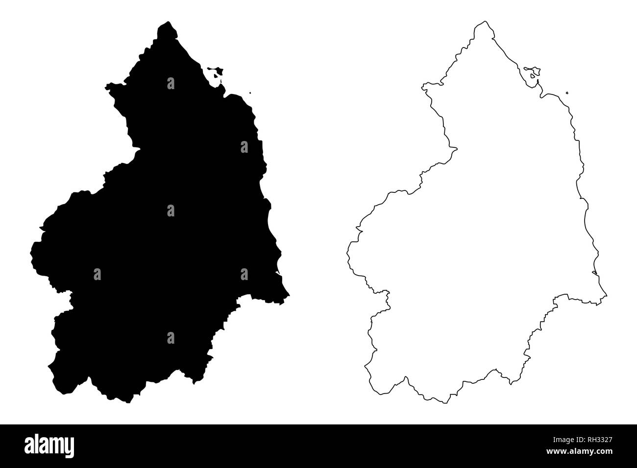 Northumberland (Vereinigtes Königreich, England, Non-Metropolitan County, Shire county) Karte Vektor-illustration, kritzeln Skizze Northd Karte Stock Vektor
