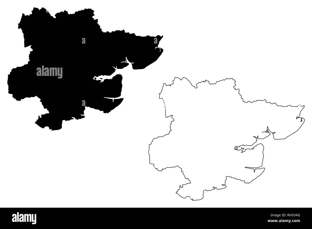 Essex (Großbritannien, England, Non-Metropolitan County, Shire county) Karte Vektor-illustration, kritzeln Skizze Essex Karte Stock Vektor