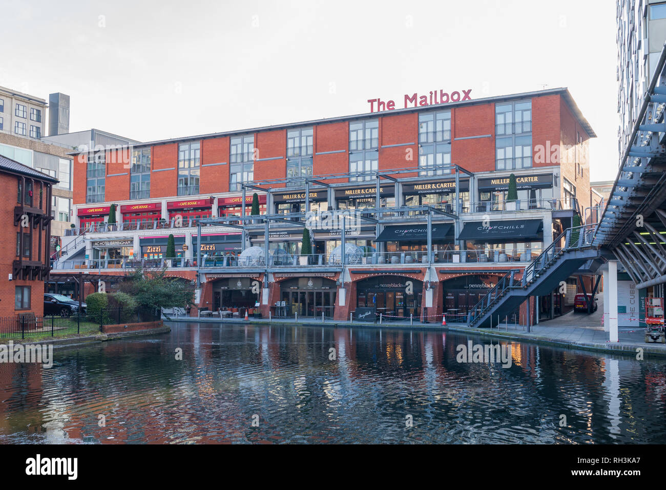 Restaurants und Bars an der Mailbox in Birmingham. Stockfoto