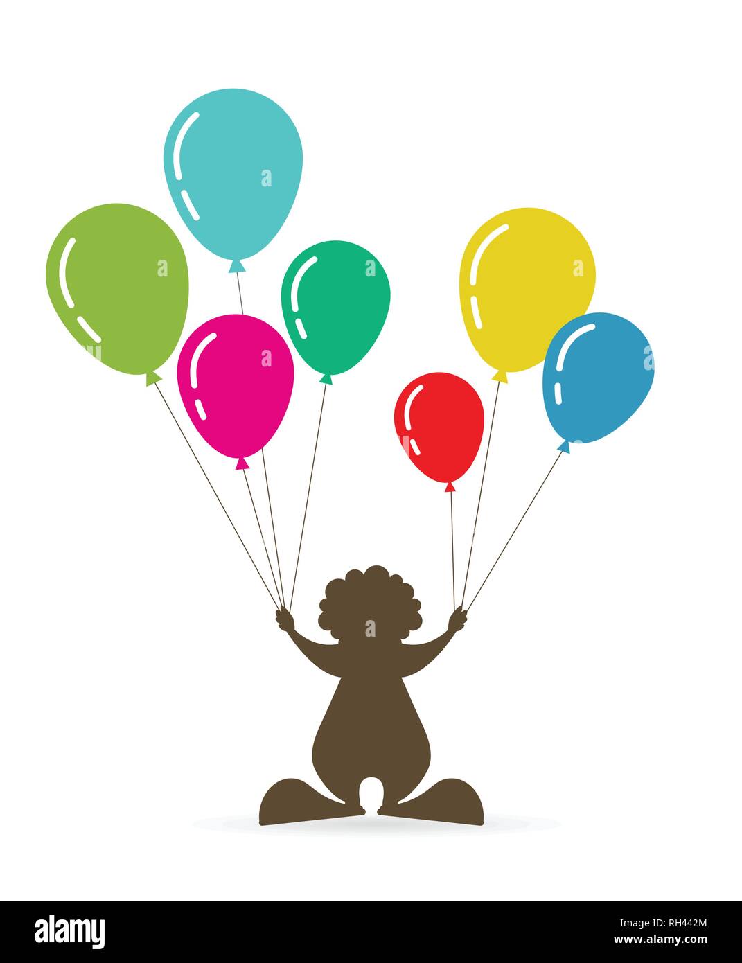 Ein Clown mit bunten Luftballons. Vector Illustration Stock Vektor