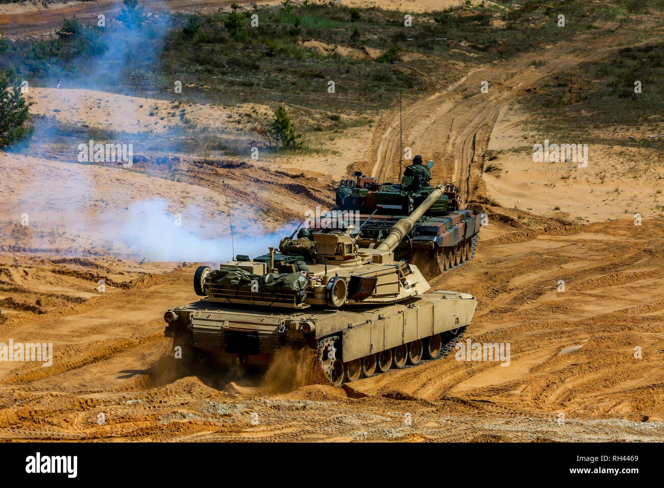 Panzer Abrams in Lettland. Internationale militärische Ausbildung aber Streik 2017', Adazi, Lettland, vom 3. bis zum 15. Juni 2017. US Army Europe - jährliche Internat led Stockfoto