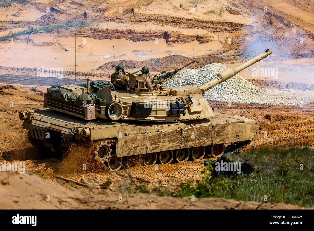 Panzer Abrams in Lettland. Internationale militärische Ausbildung aber Streik 2017', Adazi, Lettland, vom 3. bis zum 15. Juni 2017. US Army Europe - jährliche Internat led Stockfoto