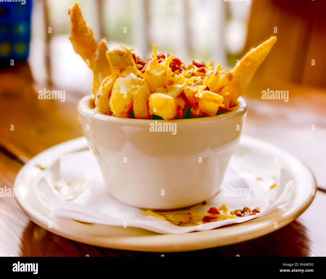 Chowder Pommes Frites sind im Sunset Grille, 19. März 2016, in St. Augustine, Florida. Das Restaurant öffnete im Jahre 1990. Stockfoto