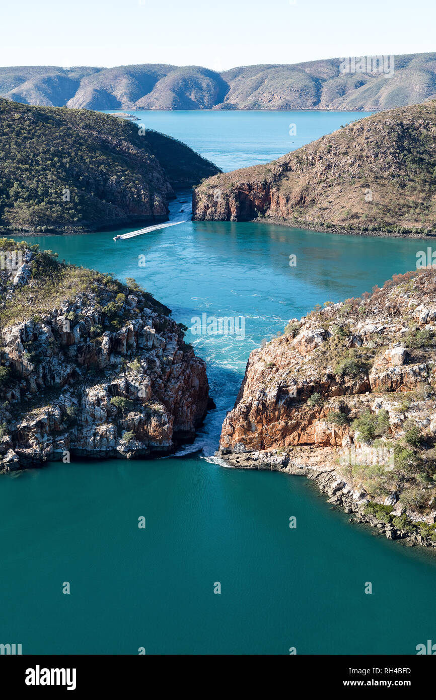 Horizontale fällt Luftaufnahme in der Kimberley, Western Australia, Australien Stockfoto