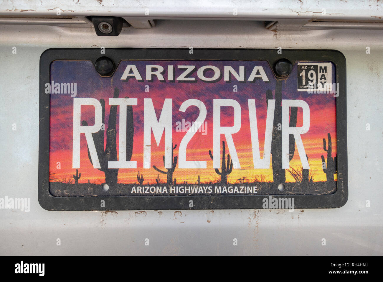 Nahaufnahme eines Staat Arizona Nummernschild, Usa. Stockfoto