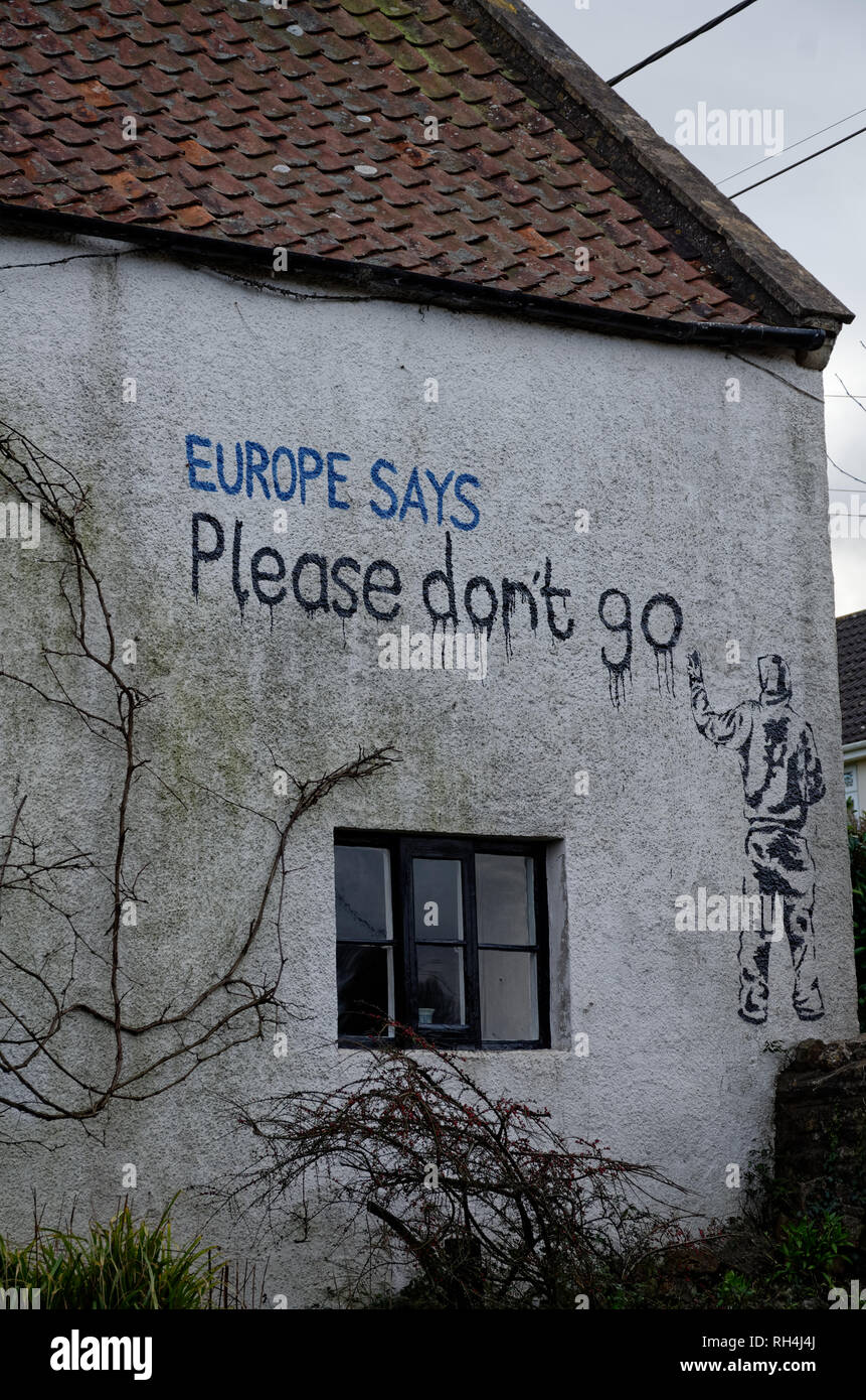 Brexit Graffiti - Europa sagt Bitte nicht Bansky gehen Stockfoto