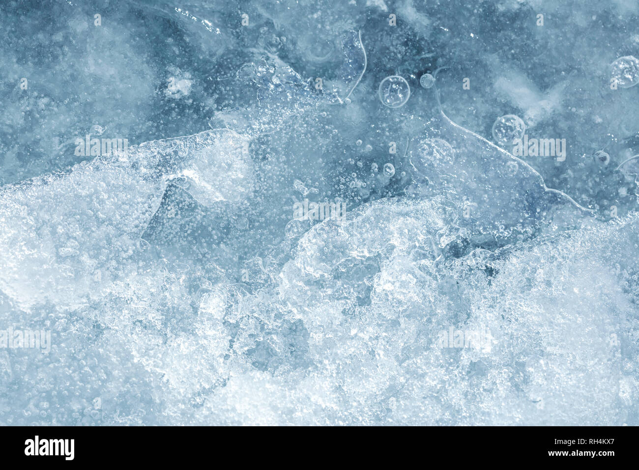 Strukturierten Hintergrund von Crystal gefrorener Eisblock, Detailansicht Stockfoto