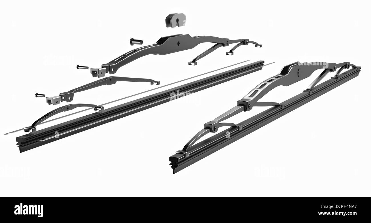 3D-Rendering. Wischerblatt für Auto. Ersatzteile, Auto Teile, die für die Sicherheit der Fahrer Stockfoto