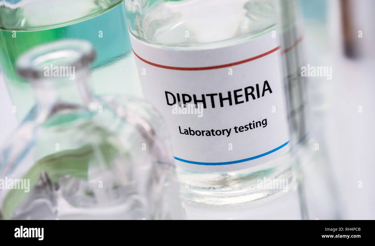 Test Diphtherie im Labor, in der konzeptionellen Bild, Komposition horizontal Stockfoto