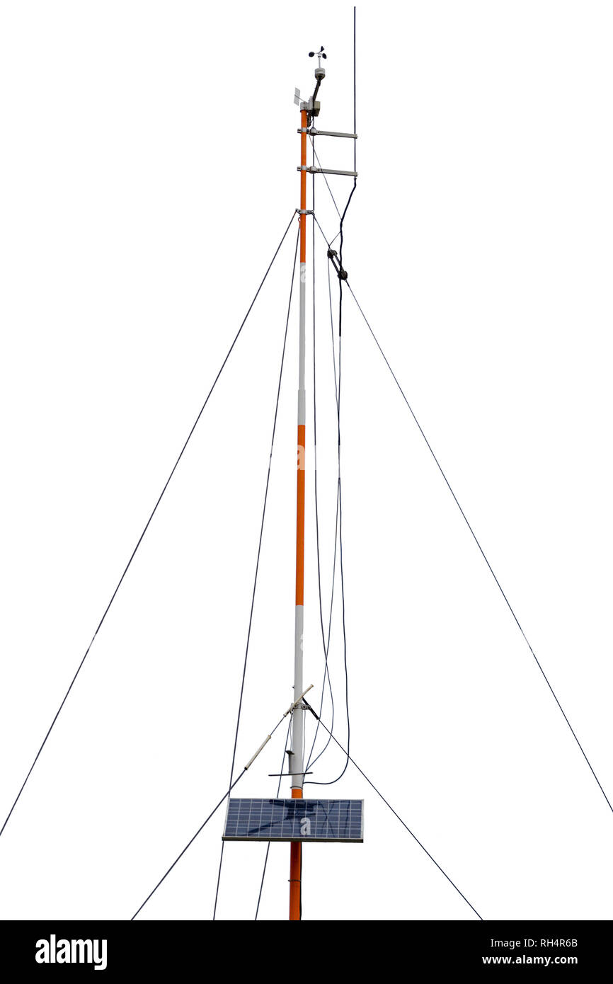 Wetterstation windmessanlage auf weißem Hintergrund. Stockfoto
