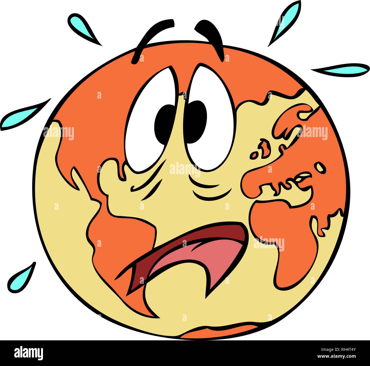 Cartoon Illustration der Erde durch globale Erwärmung bedroht. Stock Vektor