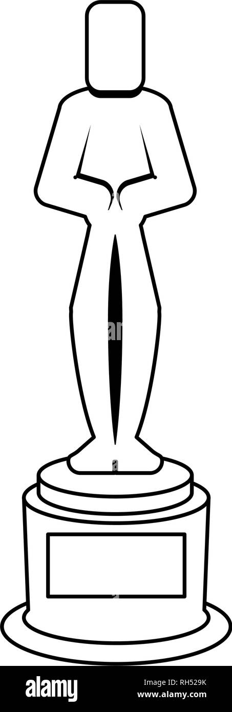 Oscar Award Trophäe Schwarz und Weiß Stock Vektor