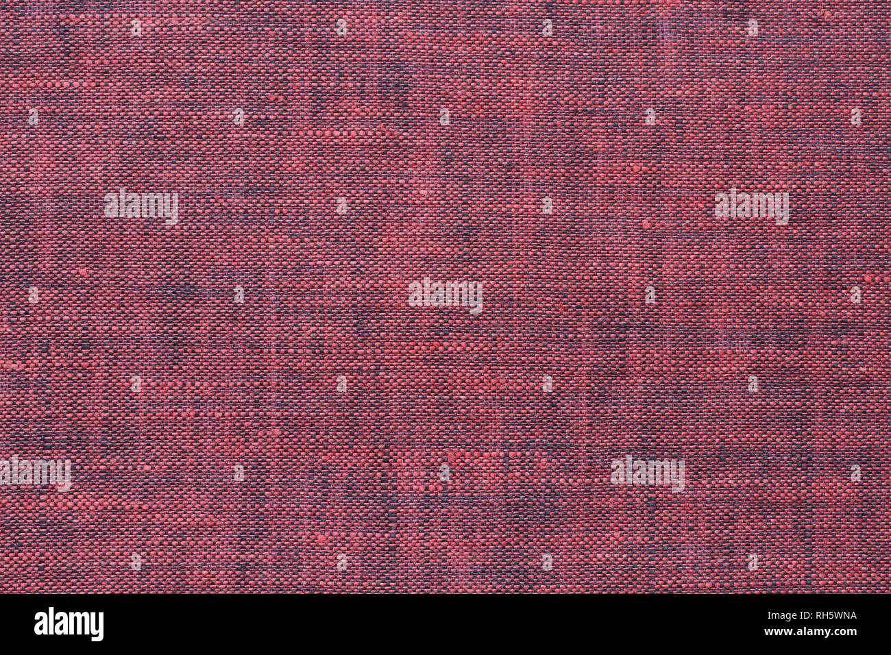 Rot mit Schwarz Melange Leinen Textur. Makro Stockfoto