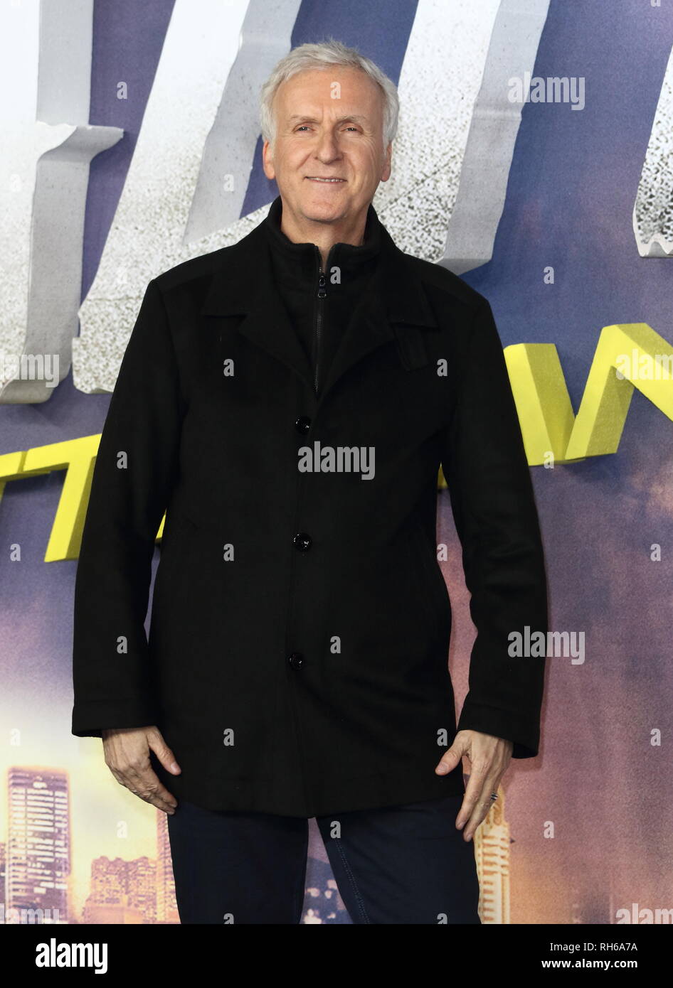 James Cameron nimmt an der "Alita: Battle Angel' Weltpremiere im Odeon Luxe in Leicester Square. Stockfoto