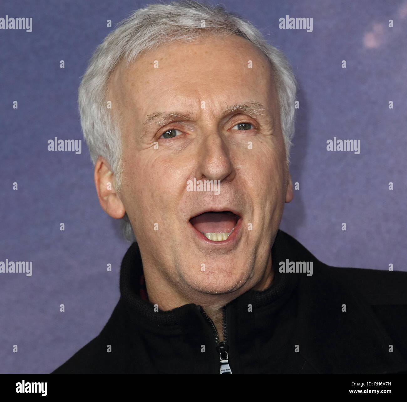 James Cameron nimmt an der "Alita: Battle Angel' Weltpremiere im Odeon Luxe in Leicester Square. Stockfoto