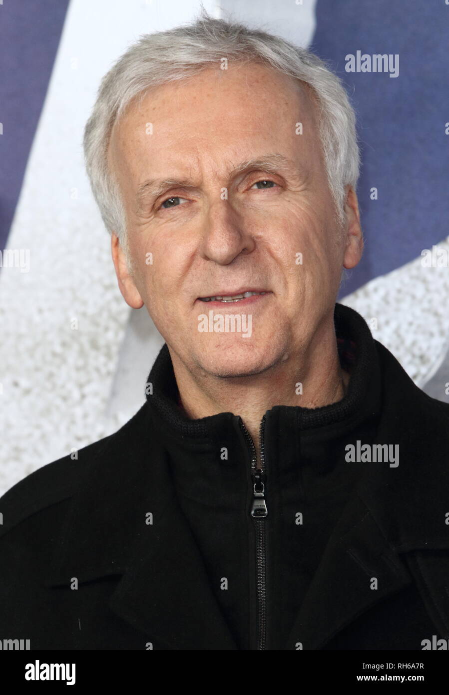 James Cameron nimmt an der "Alita: Battle Angel' Weltpremiere im Odeon Luxe in Leicester Square. Stockfoto