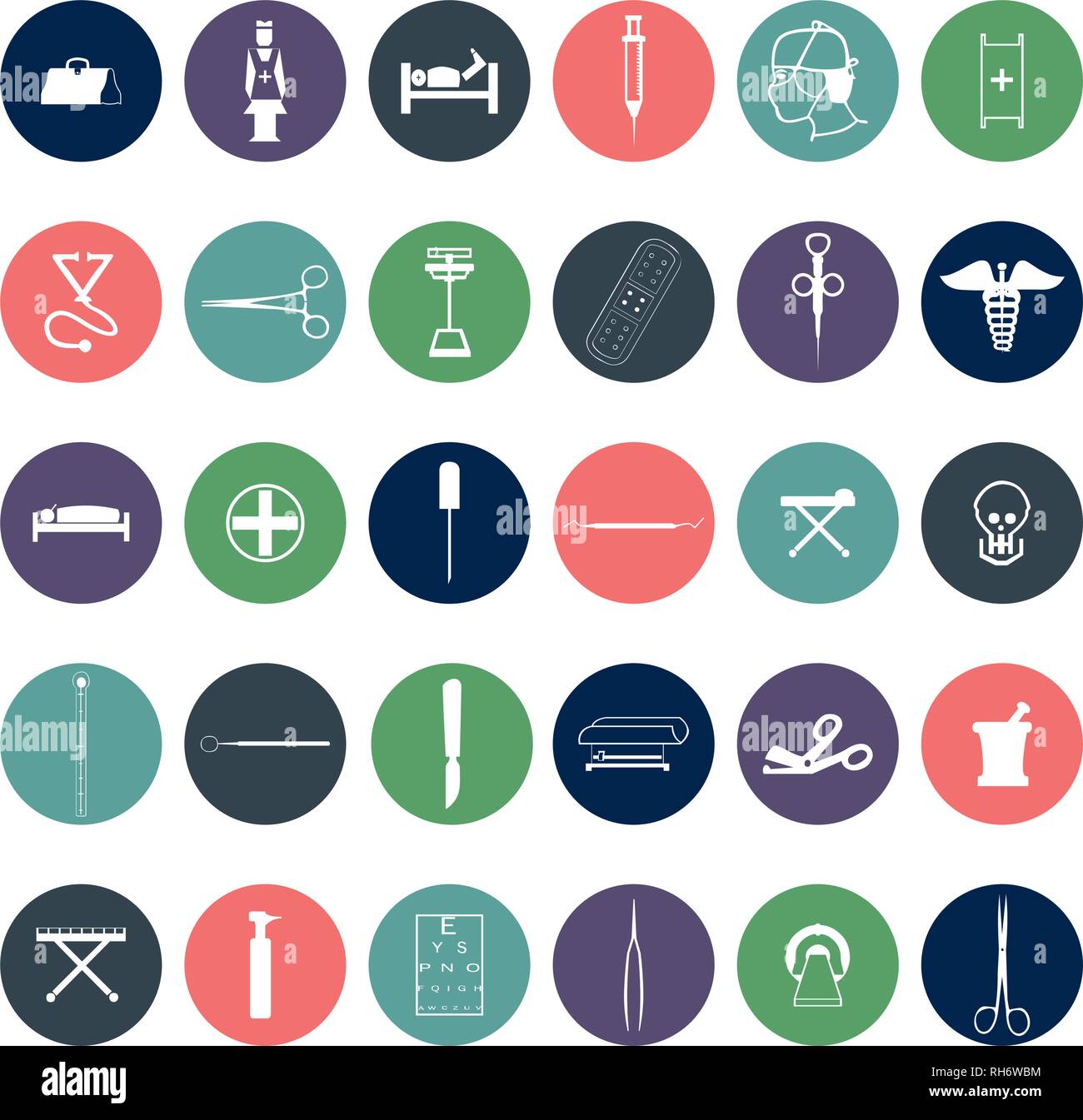 Medical Icon pack in bunten Kreis mit weißem Hintergrund Stock Vektor