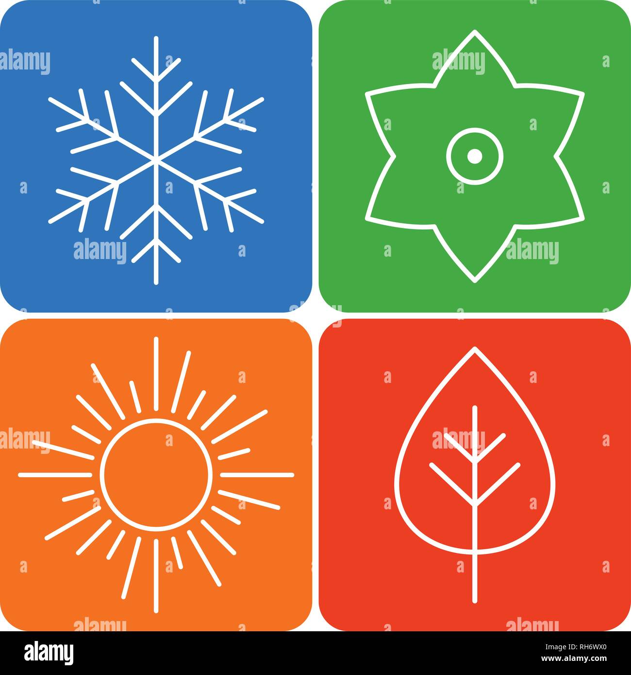 Ein Satz von vier Jahreszeiten Symbole. Die Jahreszeiten - Winter