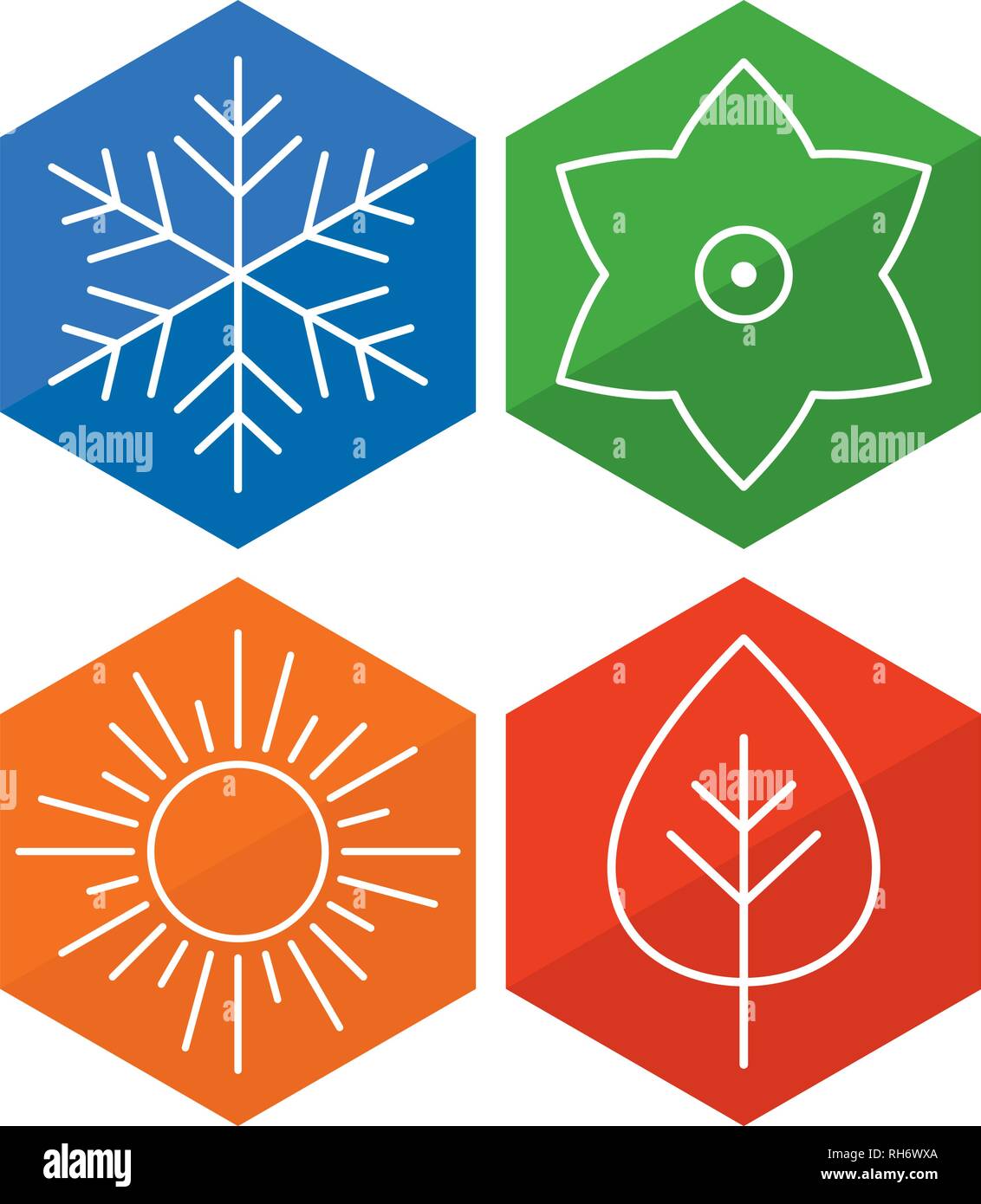 Ein Satz von vier Jahreszeiten Symbole. Die Jahreszeiten - Winter, Frühling, Sommer und Herbst. Vektor Symbol für das Web. Vector Illustration Stock Vektor