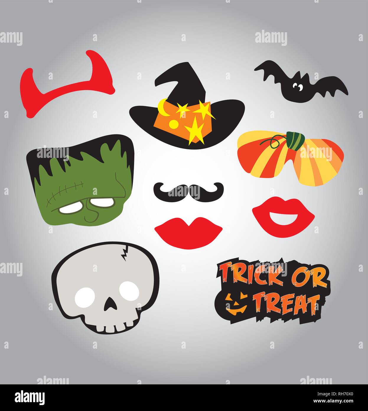 Halloween Symbole und Elemente, Aufkleber, Vektor, Abbildung Stock Vektor