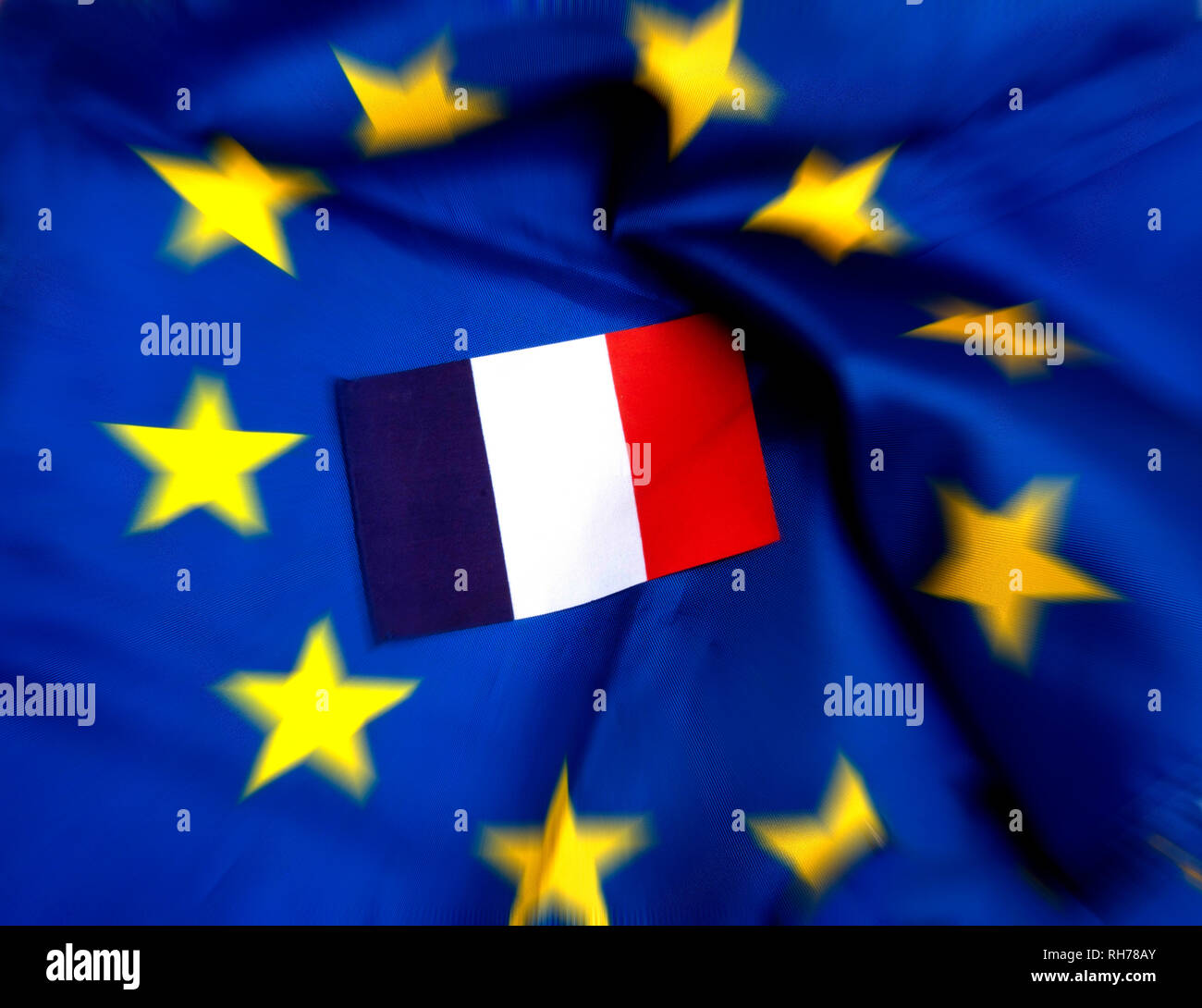 Flaggen der Europäischen Union und Frankreich Stockfoto