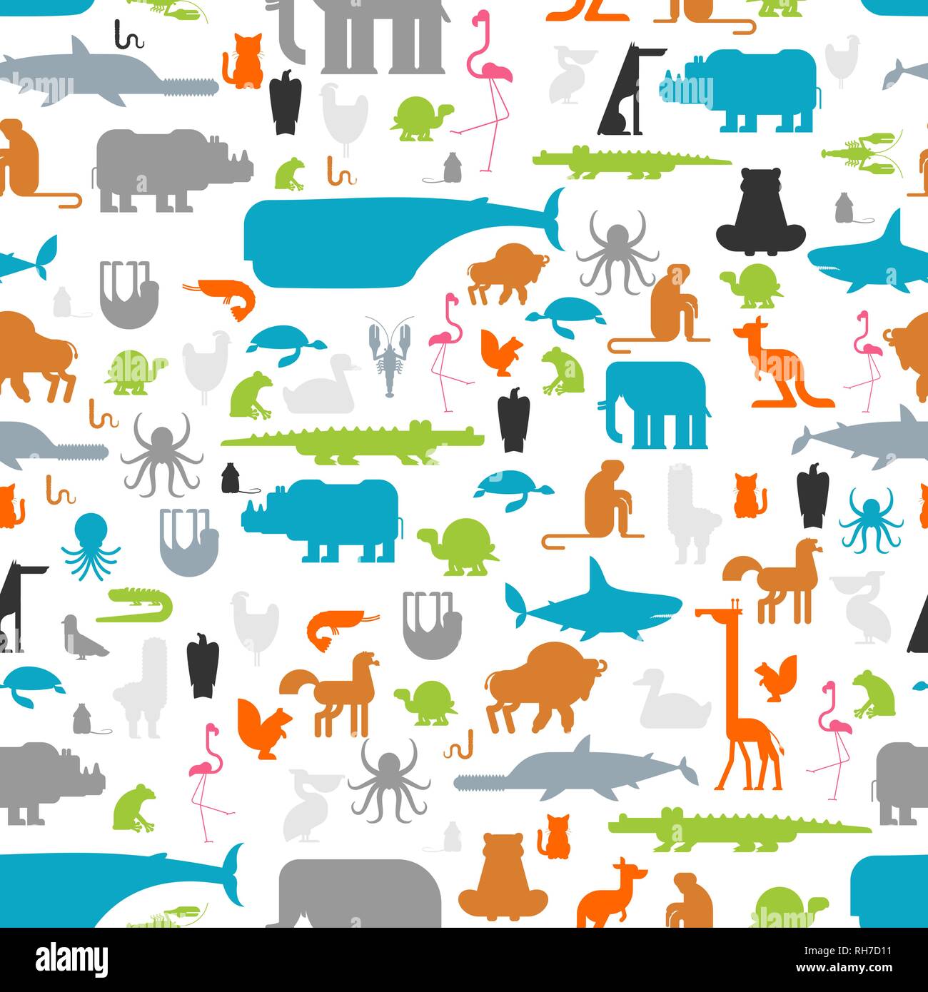 Tier Muster. Tiere Hintergrund nahtlos. cute Cartoon Tiere. Dschungel