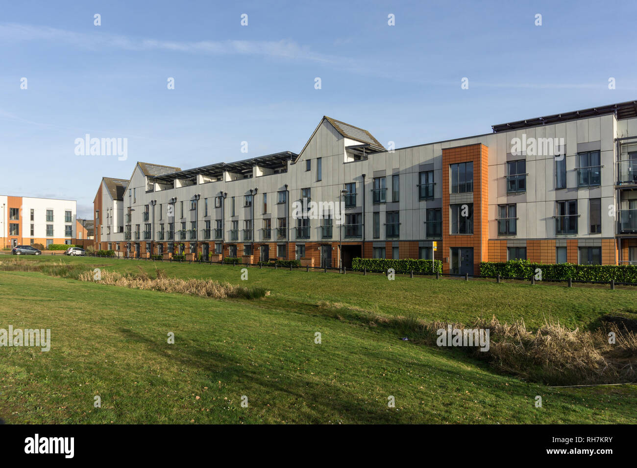Neues Gehäuse am Upton, am Stadtrand von Northampton, UK; ein eco-design Entwicklung rund um die grüne Räume angeordnet. Stockfoto