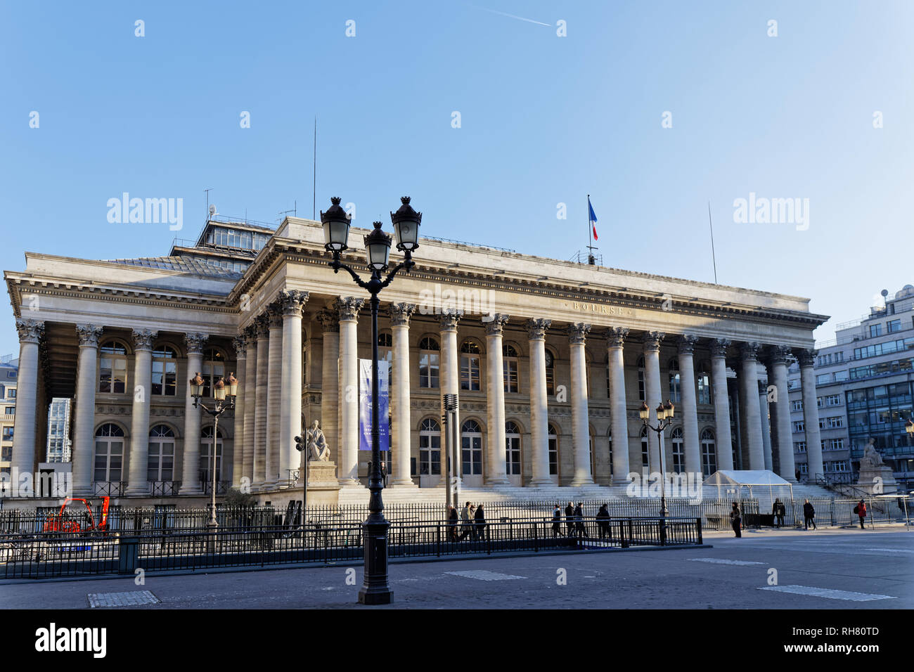 Brongniart Palace (das Herzstück der Pariser Börse) in Place de la Bourse - Paris, Frankreich Stockfoto