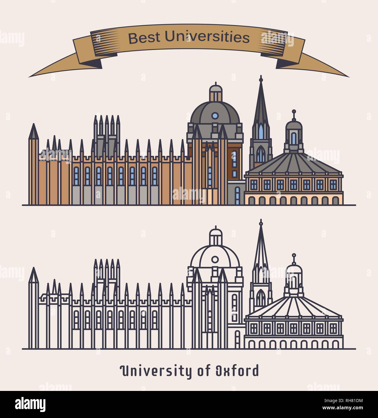 Oxford Universität. Architektur, Bildung Stock Vektor