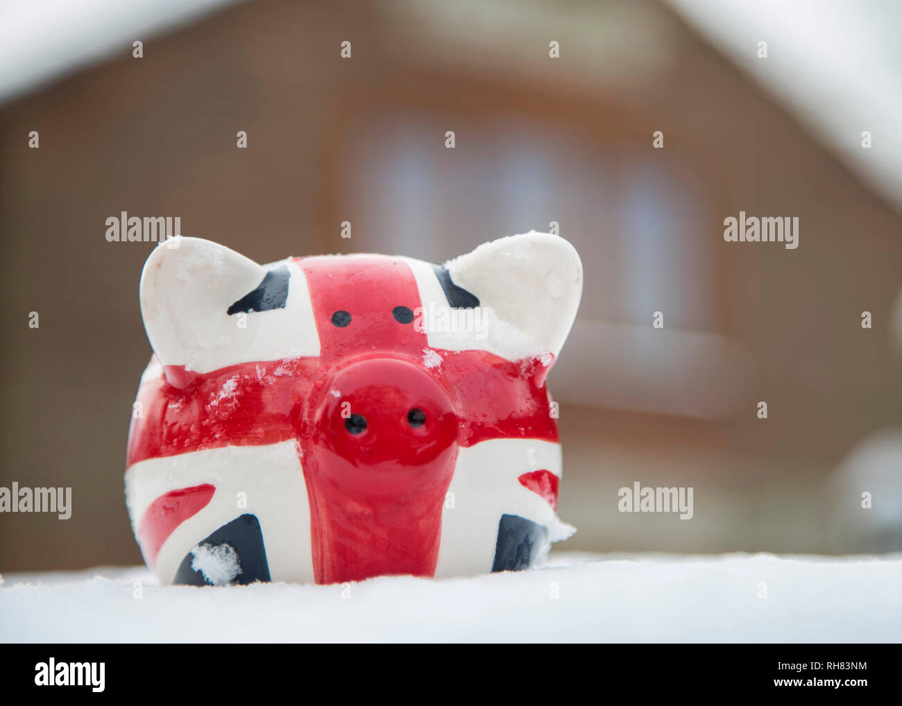 Gehäuse Preise im Winter piggy Bank Stockfoto