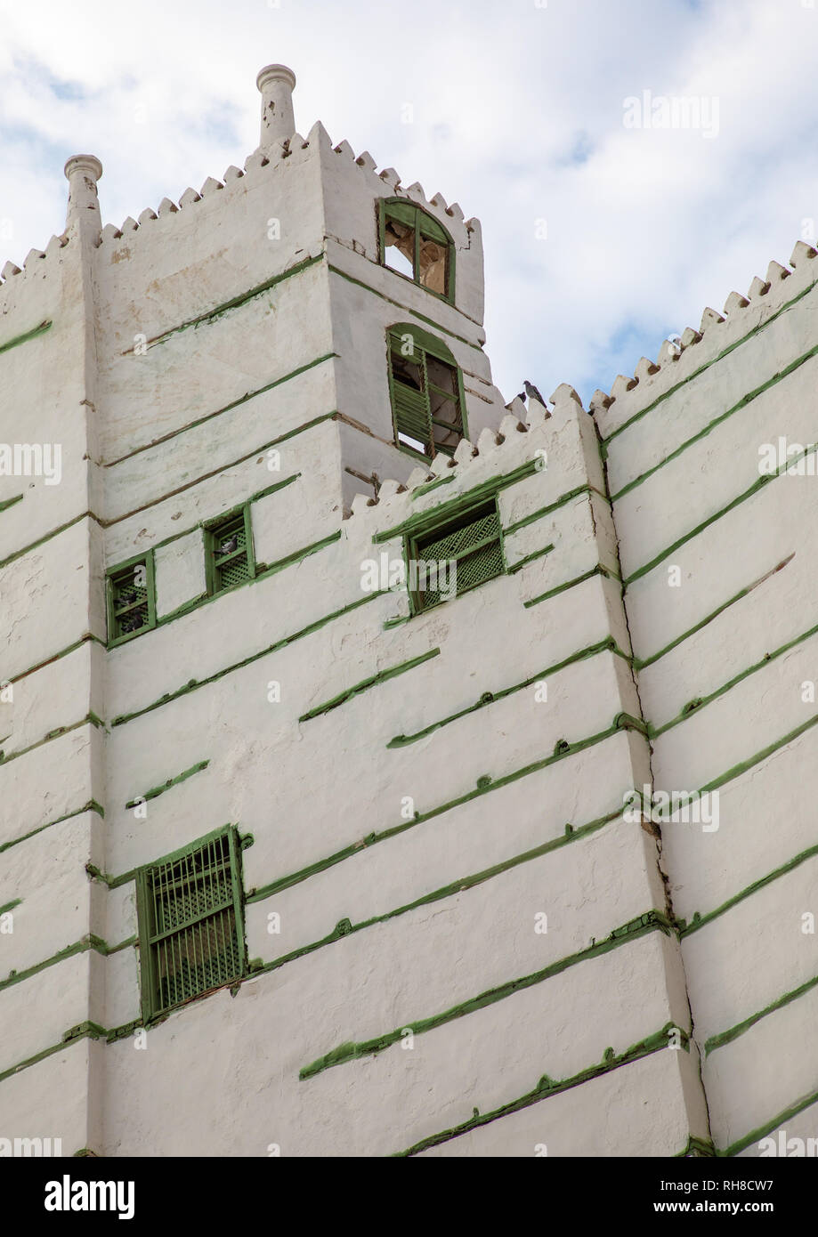 Altes Haus mit Holz- mashrabiya in al-Balad Viertel, Mekka Provinz, Jeddah, Saudi-Arabien Stockfoto