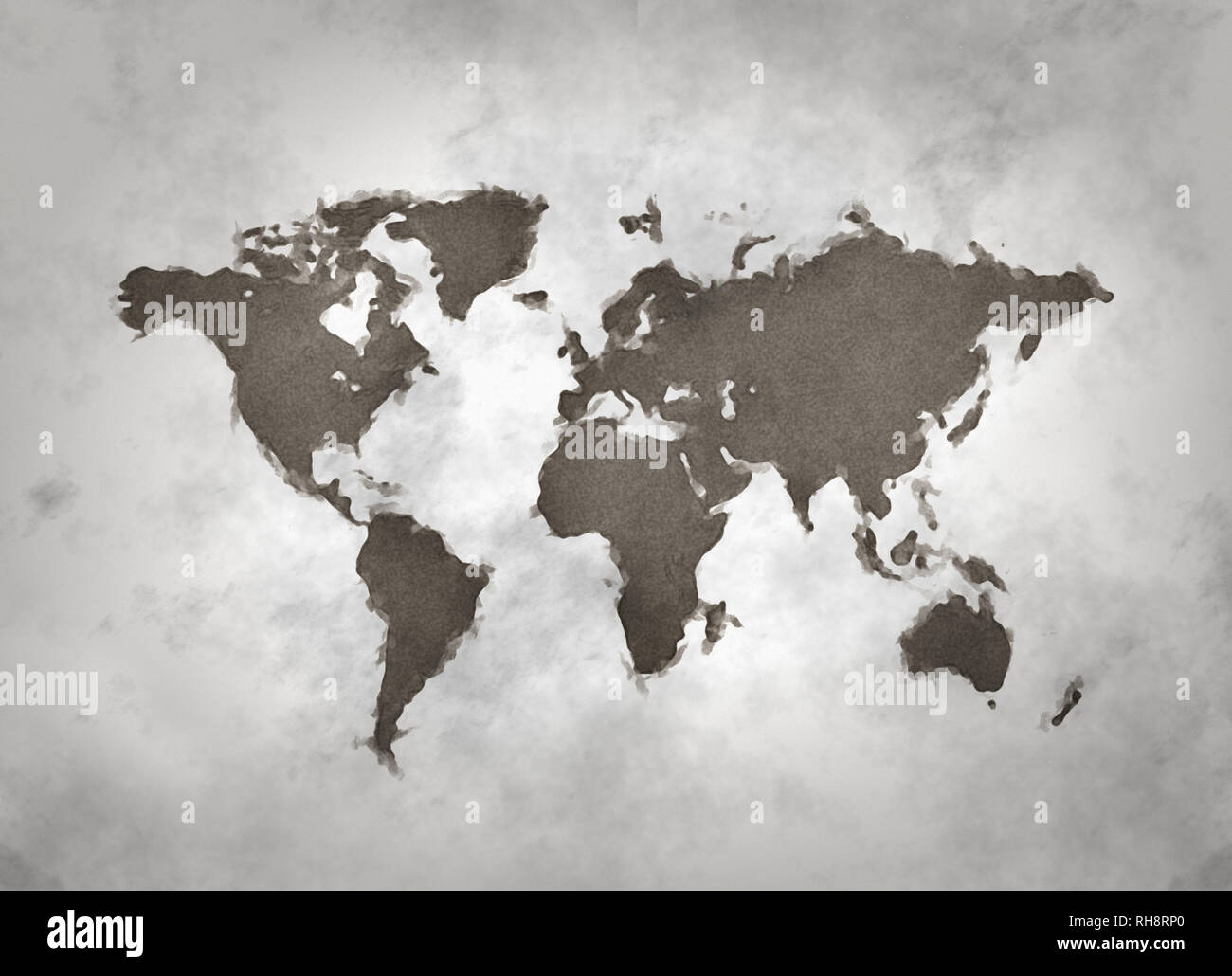 Welt Karte digitale Malerei Stockfoto