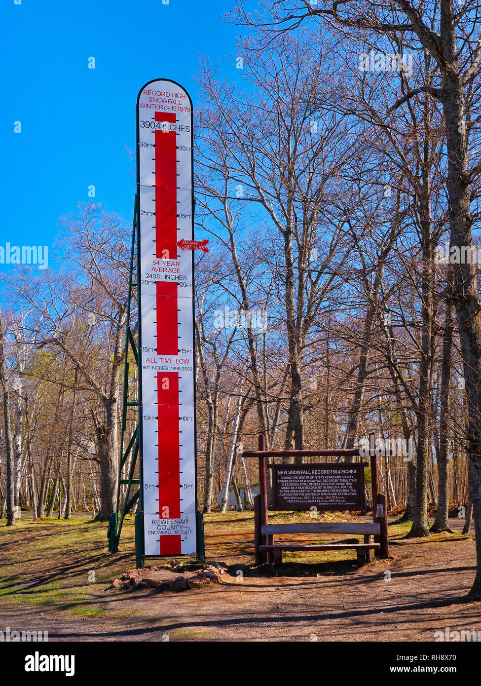 Schnee Thermometer, Keweenaw Peninsula, Calumet, Michigan, USA Stockfoto