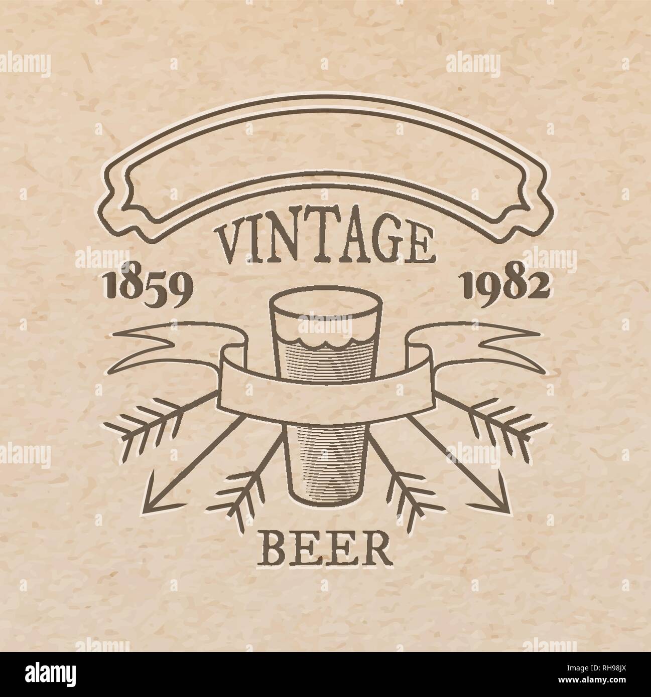 Vector vintage Label heraus auf Handwerk Papier gepresst, Getränke Emblem - Bier Glas mit Platz für Text ribbon ein Tag Stock Vektor