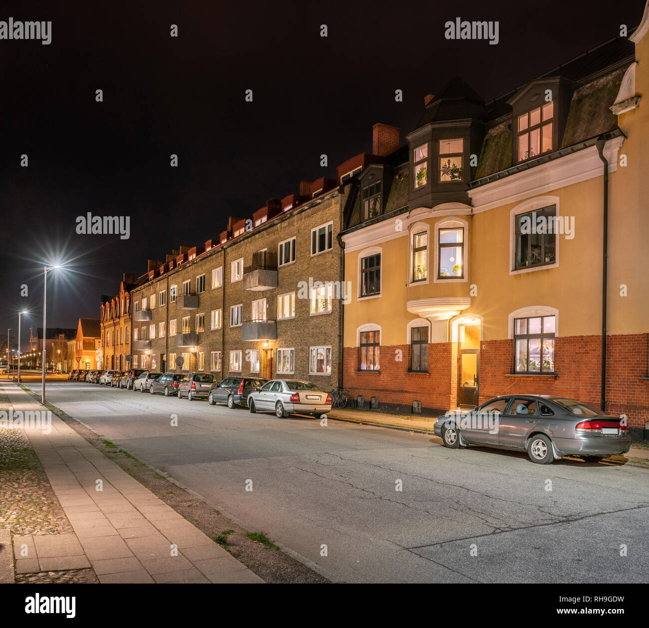 Die Heimat von Kommissar Kurt Wallanders von Henning Mankell bei 10 Mariagatan, Ystad, Skåne, Schweden, Skandinavien. Stockfoto