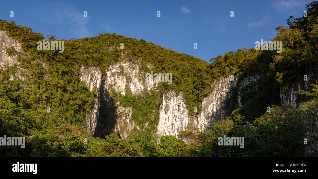 Panorama mit riesigen Höhlen in Gunung Mulu National Park, Borneo, Malaysia Stockfoto
