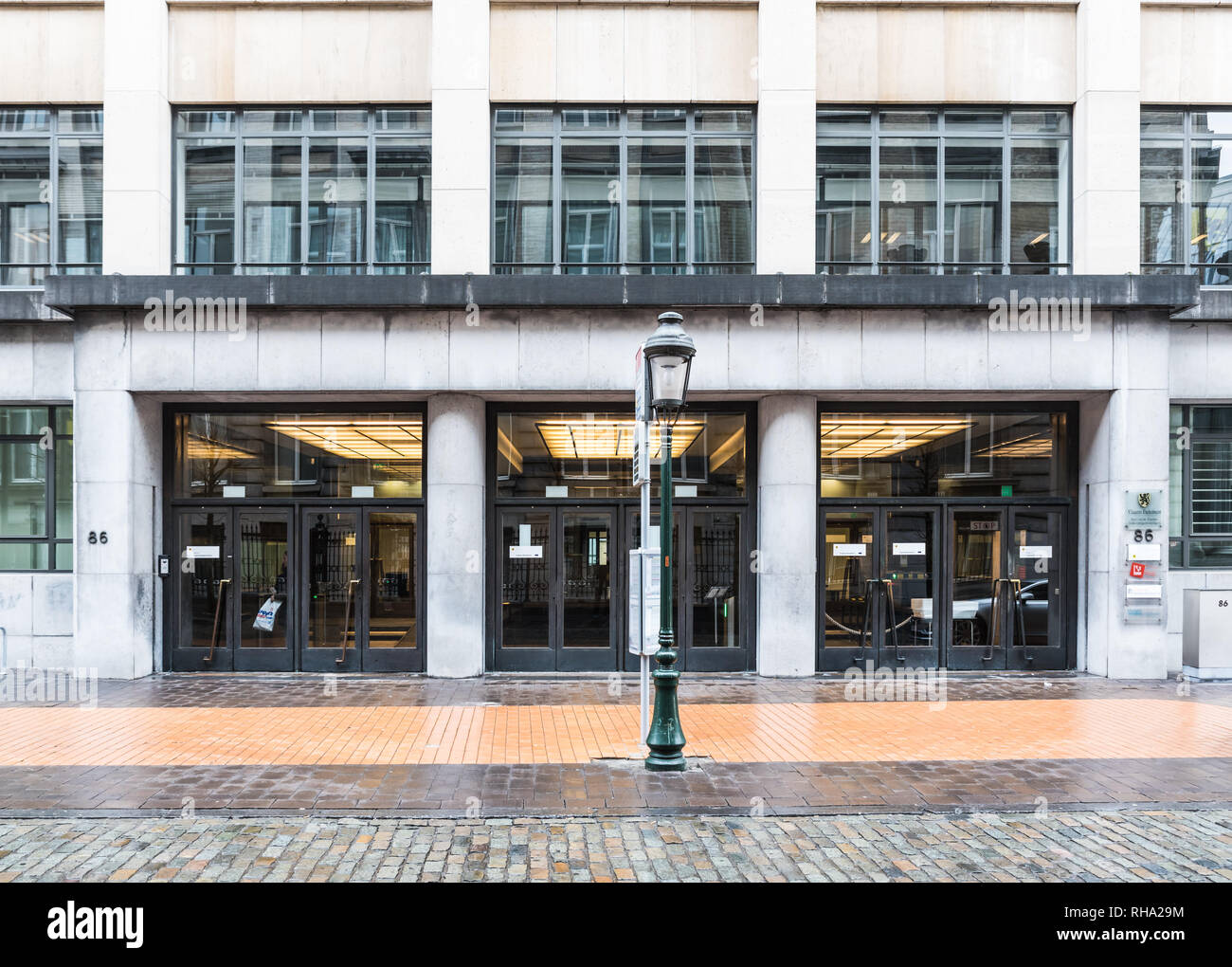 Brüssel, Belgien - 02 01 2019: Haupteingang und Fassade des flämischen Parlaments Stockfoto