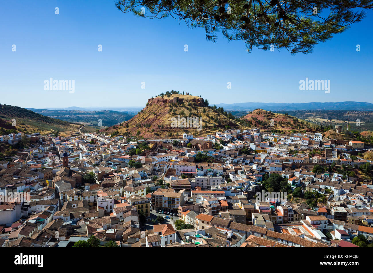 Overhead von Santisteban del Puerto, Provinz Jaen, Andalusien, Spanien. Stockfoto