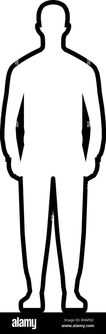 Mann, der Silhouette - Schwarz einfache Umrisse, isoliert - Vector Illustration Stock Vektor
