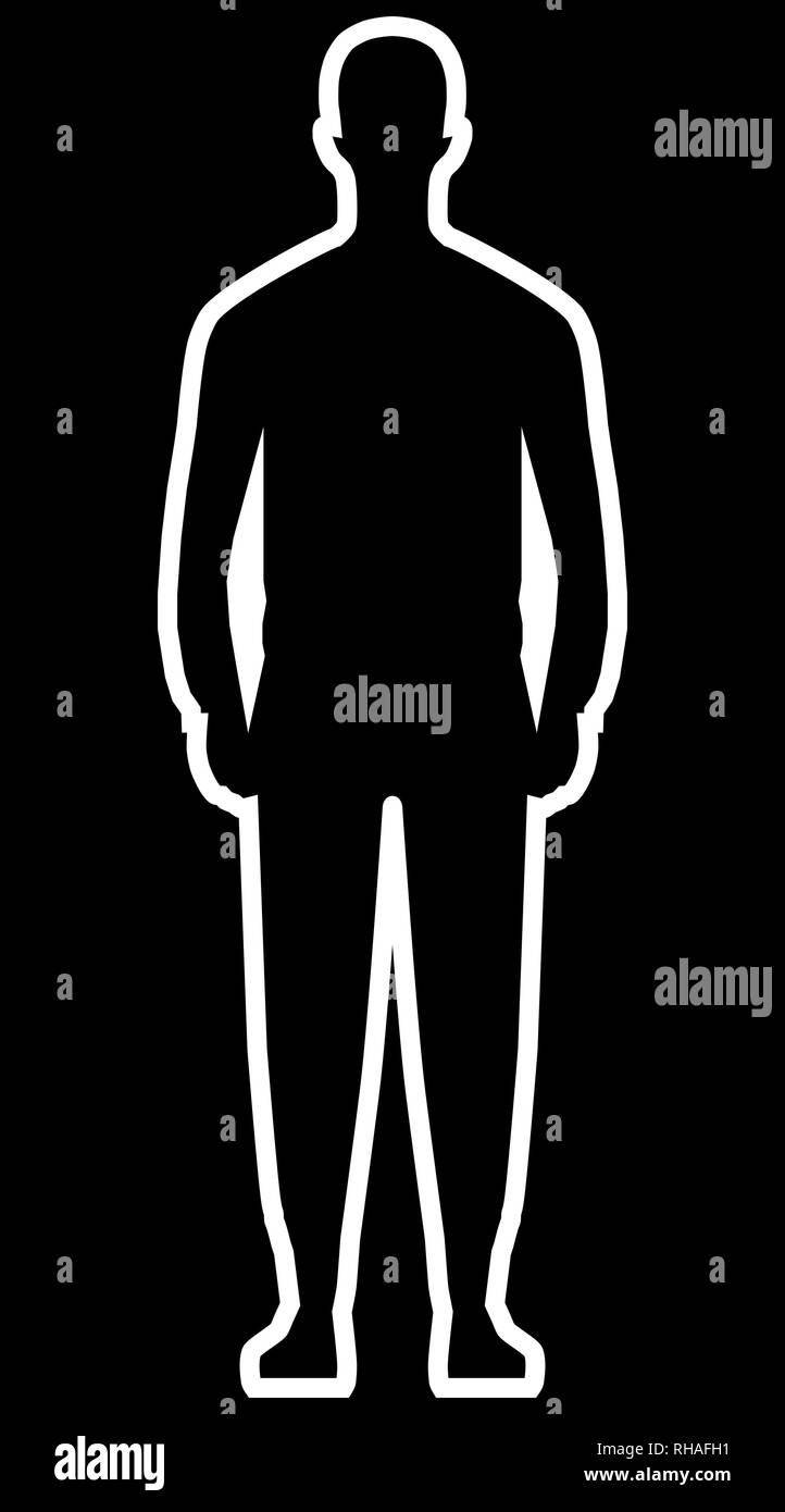 Mann, der Silhouette - Weiß einfache Umrisse, isoliert - Vector Illustration Stock Vektor