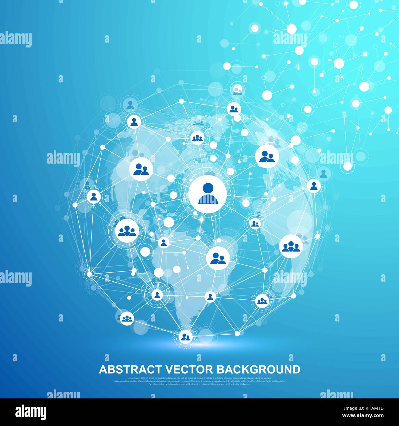 Globale Struktur Vernetzung und Datenverbindung Konzept. Soziales Netzwerk Kommunikation in der globalen Computernetze. Internet Technologie. Geschäft Stock Vektor