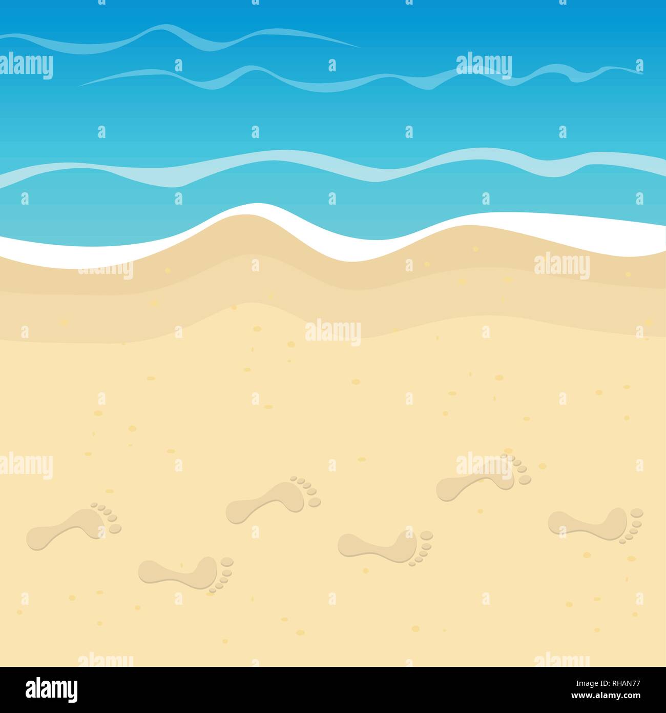 Fußspuren am Strand Sommerurlaub Hintergrund Vektor-illustration EPS 10. Stock Vektor