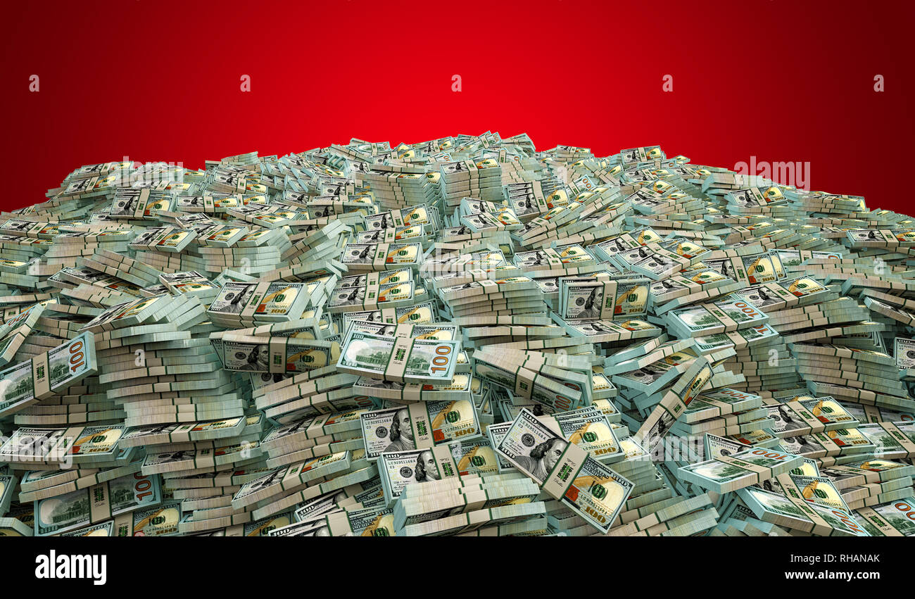 Millionen von Dollar-Stapel der neue 100-Scheine - 3D-Rendering Stockfoto
